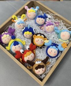 Hộp Quà Tặng Móc Khoá Len Cung hoàng đạo Handmade