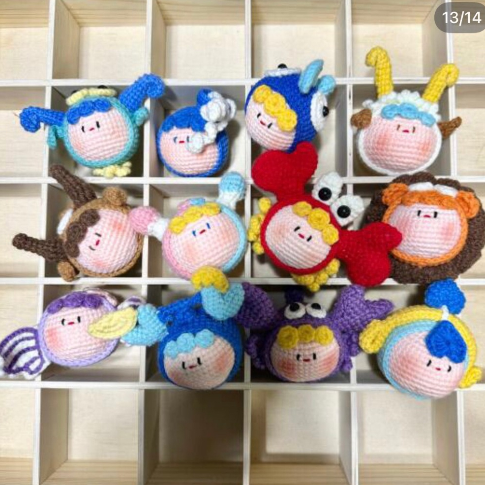 Hộp Quà Tặng Móc Khoá Len Cung hoàng đạo Handmade - Ảnh 2